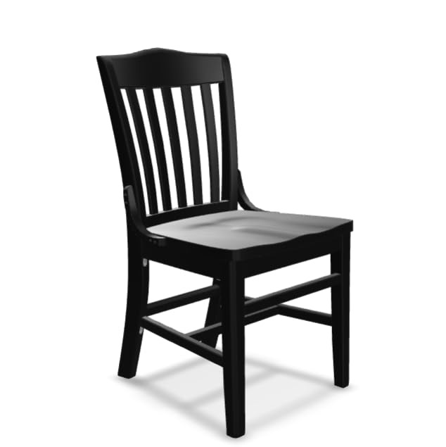 Glownary School House Chair, Beechwood, Slat Back, Traditional Style, Indoor, 350 lb. Capacity (Black, Standard Height)