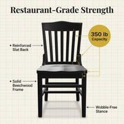 Glownary School House Chair, Beechwood, Slat Back, Traditional Style, Indoor, 350 lb. Capacity (Black, Standard Height) view 2