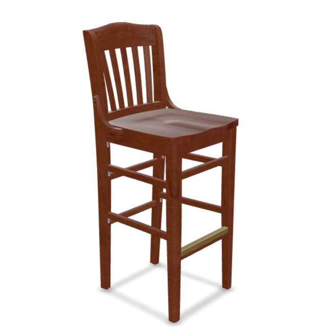 Glownary School House Chair, Beechwood, Slat Back, Traditional Style, Indoor, 350 lb. Capacity (Mahogany, Bar Height)