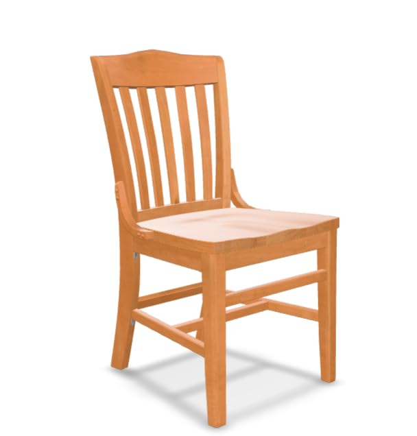 Glownary School House Chair, Beechwood, Slat Back, Traditional Style, Indoor, 350 lb. Capacity (Natural, Standard Height)