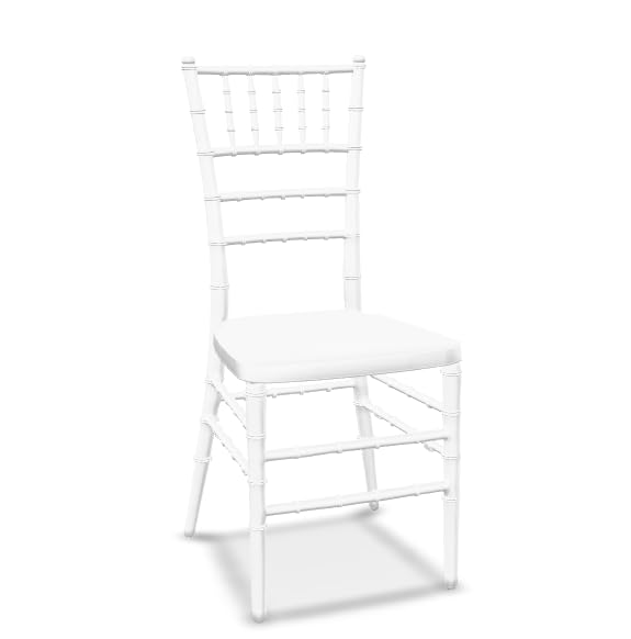 Glownary Reinforced Heavy-Duty Resin Chiavari Chair with Steel Frame, 500 lb. Capacity, Stackable, Indoor/Outdoor, for Banquets and Weddings (White)
