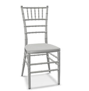 Glownary Reinforced Heavy-Duty Resin Chiavari Chair with Steel Frame, 500 lb. Capacity, Stackable, Indoor/Outdoor, for Banquets and Weddings (Silver)