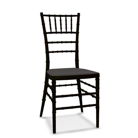 Glownary Reinforced Heavy-Duty Resin Chiavari Chair with Steel Frame, 500 lb. Capacity, Stackable, Indoor/Outdoor, for Banquets and Weddings (Black)