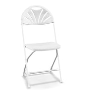 Glownary Plastic Fan Back Folding Chair, Steel Frame, 300 lb. Capacity, Indoor and Outdoor Use, 10 Pack (White)