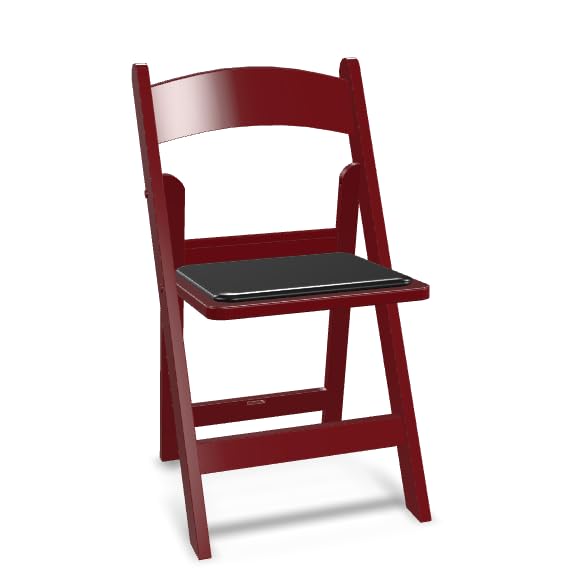 Glownary Resin Folding Chair with Padded Vinyl Seat, 250 lb. Capacity, UV-Resistant, Foldable, for Indoor and Outdoor Use, 4 Pack (Mahogany)