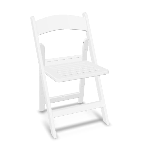 Glownary Resin Folding Chair with Slatted Seat, Polypropylene, UV-Protected, 250 lb. Capacity, Indoor and Outdoor Use, 17x18x31 Inches, Set of 4 (White)