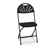 Glownary Plastic Fan Back Folding Chair, Steel Frame, 300 lb. Capacity, Indoor and Outdoor Use, 10 Pack (Black)