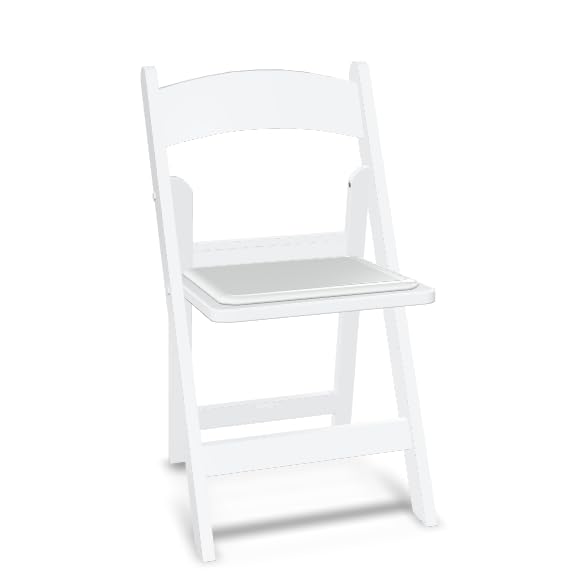 Glownary Resin Folding Chair with Padded Vinyl Seat, 250 lb. Capacity, UV-Resistant, Foldable, for Indoor and Outdoor Use, 4 Pack (White)