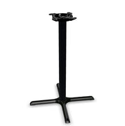 Glownary Black Column Table Base, Cast Iron and Steel, Powder-Coated, Cross Style, 10-Inch Top Plate, Non-Slip Glides, for Indoor Use (30" x 30", Bar Height)