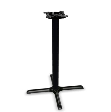 Glownary Black Column Table Base, Cast Iron and Steel, Powder-Coated, Cross Style, 10-Inch Top Plate, Non-Slip Glides, for Indoor Use (30" x 30", Bar Height)