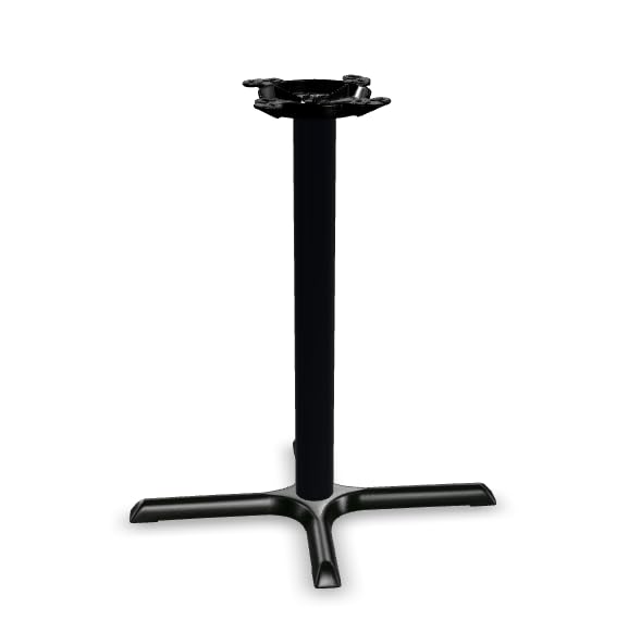 Glownary Black Column Table Base, Cast Iron and Steel, Powder-Coated, Cross Style, 10-Inch Top Plate, Non-Slip Glides, for Indoor Use (22" x 30", Counter Height)