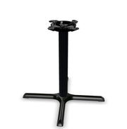 Glownary Black Column Table Base, Cast Iron and Steel, Powder-Coated, Cross Style, 10-Inch Top Plate, Non-Slip Glides, for Indoor Use (30" x 30", Standard Height)