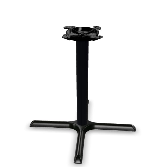 Glownary Black Column Table Base, Cast Iron and Steel, Powder-Coated, Cross Style, 10-Inch Top Plate, Non-Slip Glides, for Indoor Use (30" x 30", Standard Height)