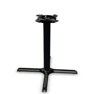 Glownary Black Column Table Base, Cast Iron and Steel, Powder-Coated, Cross Style, 10-Inch Top Plate, Non-Slip Glides, for Indoor Use (30" x 30", Standard Height)
