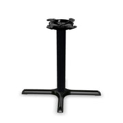 Glownary Black Column Table Base, Cast Iron and Steel, Powder-Coated, Cross Style, 10-Inch Top Plate, Non-Slip Glides, for Indoor Use (22" x 30", Standard Height)