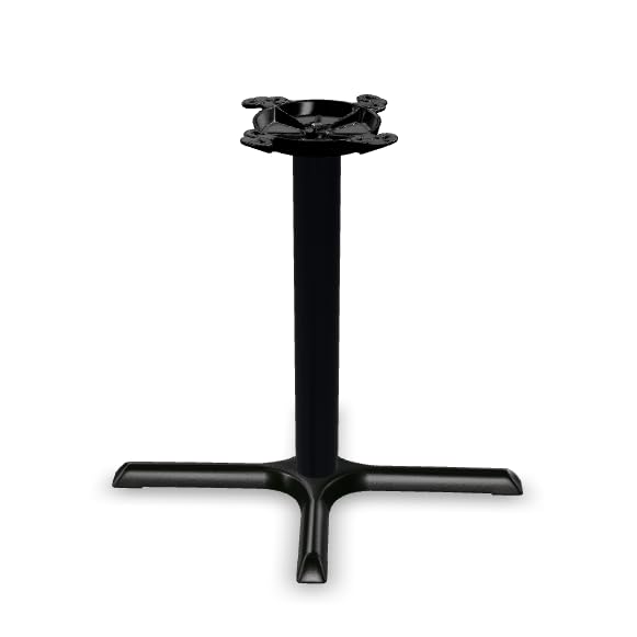 Glownary Black Column Table Base, Cast Iron and Steel, Powder-Coated, Cross Style, 10-Inch Top Plate, Non-Slip Glides, for Indoor Use (22" x 30", Standard Height)