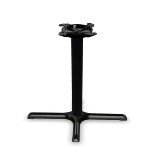 Glownary Black Column Table Base, Cast Iron and Steel, Powder-Coated, Cross Style, 10-Inch Top Plate, Non-Slip Glides, for Indoor Use (22" x 30", Standard Height)