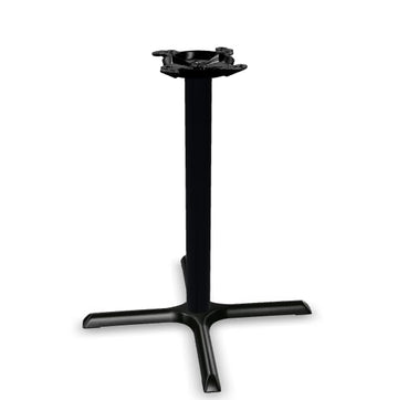 Glownary Black Column Table Base, Cast Iron and Steel, Powder-Coated, Cross Style, 10-Inch Top Plate, Non-Slip Glides, for Indoor Use (30" x 30", Counter Height)