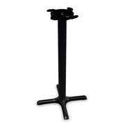 Glownary Black Column Table Base, Cast Iron and Steel, Powder-Coated, Cross Style, 10-Inch Top Plate, Non-Slip Glides, for Indoor Use (22" x 22", Bar Height)
