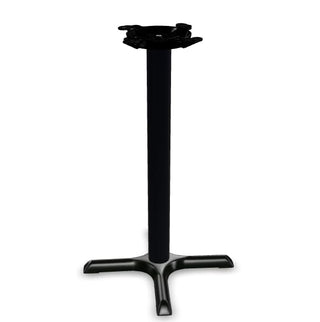 Glownary Black Column Table Base, Cast Iron and Steel, Powder-Coated, Cross Style, 10-Inch Top Plate, Non-Slip Glides, for Indoor Use (22" x 22", Counter Height)