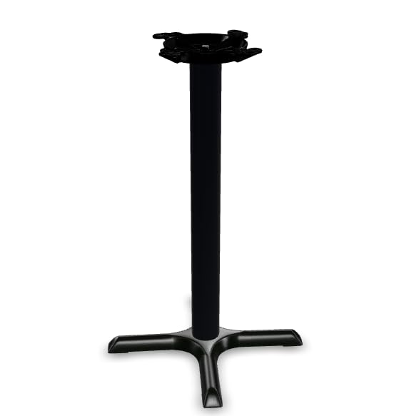Glownary Black Column Table Base, Cast Iron and Steel, Powder-Coated, Cross Style, 10-Inch Top Plate, Non-Slip Glides, for Indoor Use (22" x 22", Counter Height)