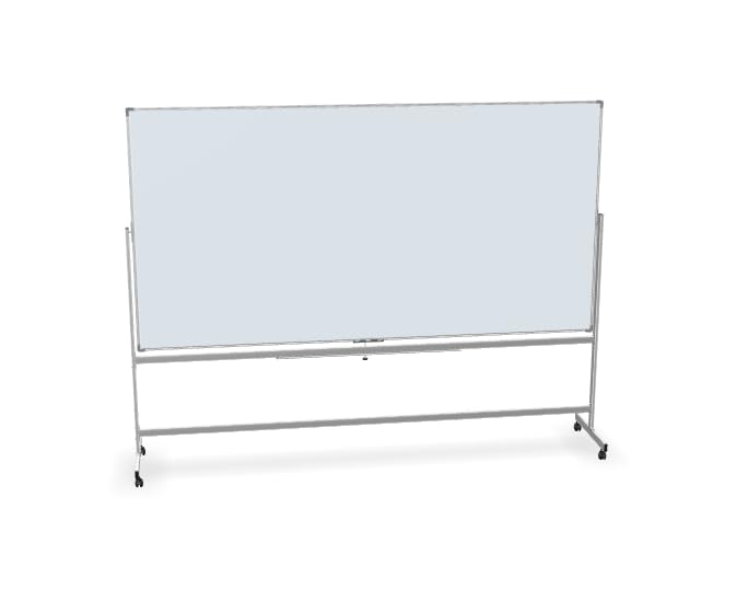 Magnetic Whiteboard with Aluminum Frame, Double-Sided, Mobile Stand, Locking Casters, Accessory Tray (White, 96" x 48", Aluminum)
