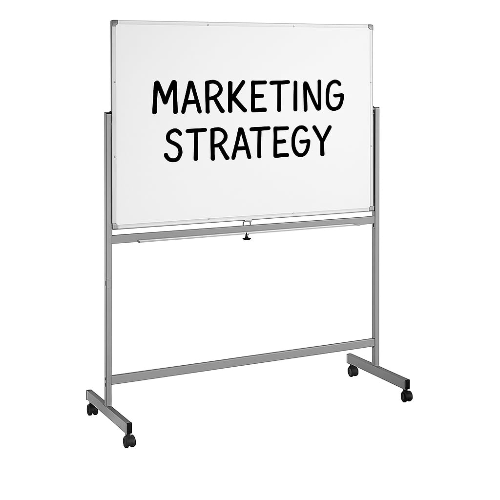 Magnetic Whiteboard with Aluminum Frame, Double-Sided, Mobile Stand, Locking Casters, Accessory Tray (White, 48" x 36", Aluminum)