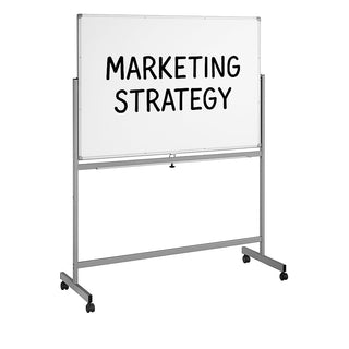 Magnetic Whiteboard with Aluminum Frame, Double-Sided, Mobile Stand, Locking Casters, Accessory Tray (White, 48" x 36", Aluminum)