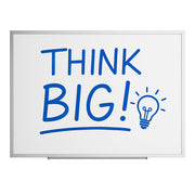 Wall-Mount Melamine Whiteboard with Aluminum Frame, White, MDF Board, Rectangle, Single Sided, with Marker Tray (White, 48" x 36", Aluminum)