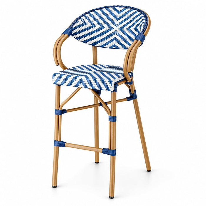 Glownary Bistro Outdoor Barstool (Navy and White Chevron, Bar Stool, with Arms)
