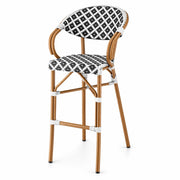 Glownary Bistro Outdoor Barstool (Black and White Birdseye, Bar Stool, with Arms)
