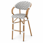 Glownary Bistro Outdoor Barstool (Gray and White Chevron, Bar Stool, with Arms)