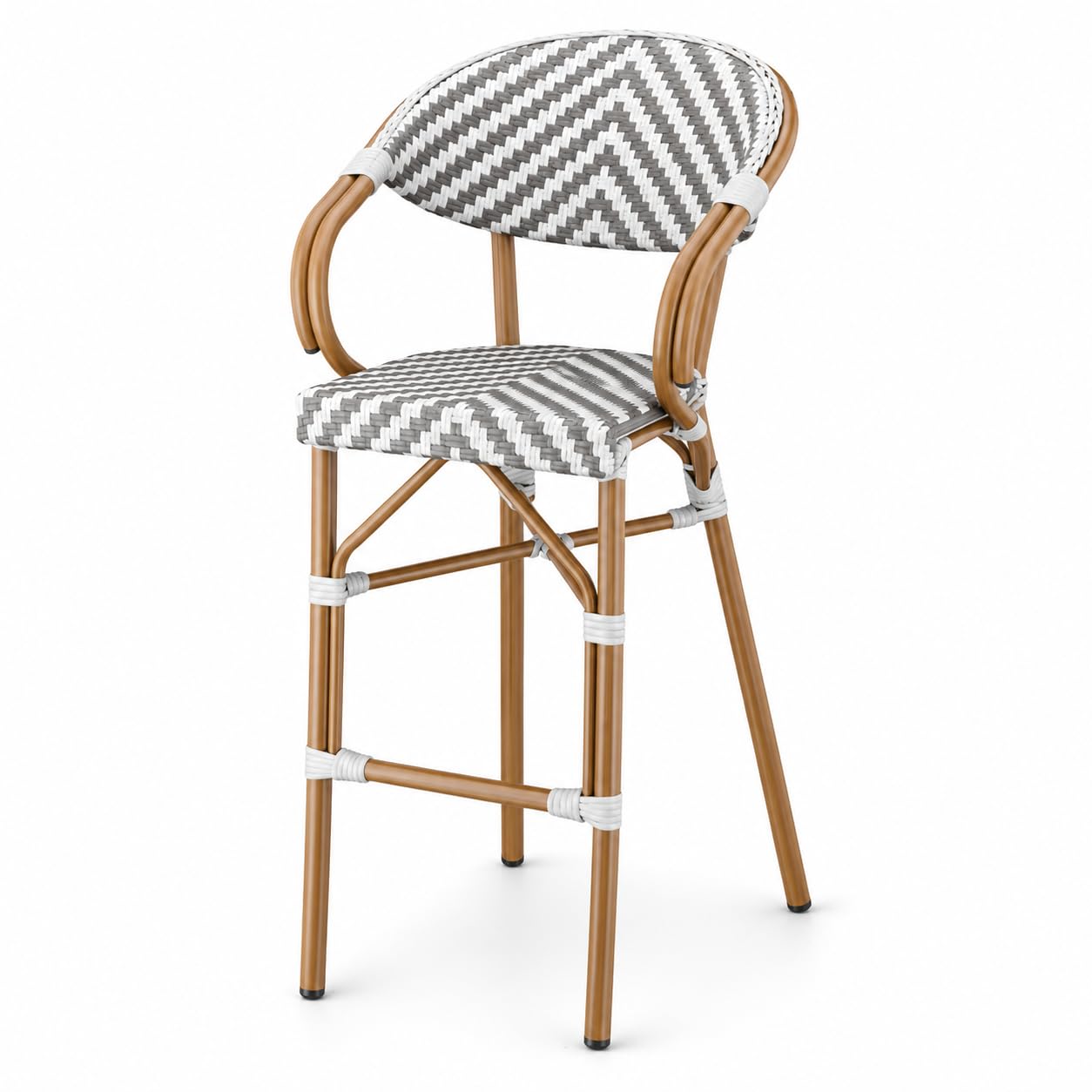 Glownary Bistro Outdoor Barstool (Gray and White Chevron, Bar Stool, with Arms)