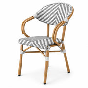 Glownary Bistro Outdoor Barstool (Gray and White Chevron, Chair, with Arms)