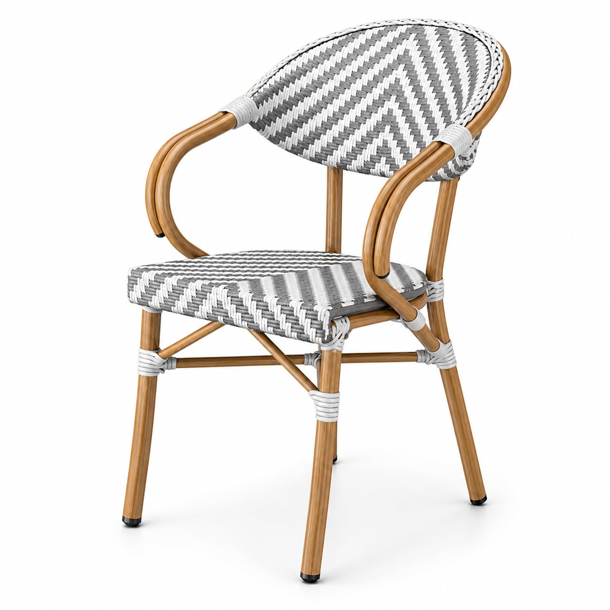 Glownary Bistro Outdoor Barstool (Gray and White Chevron, Chair, with Arms)
