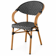Glownary Bistro Outdoor Barstool (Black and White Checkered, Chair, with Arms)