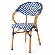 Glownary Bistro Outdoor Barstool (Navy and White Chevron, Chair, with Arms)