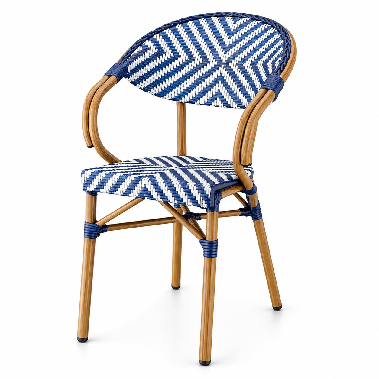 Glownary Bistro Outdoor Barstool (Navy and White Chevron, Chair, with Arms)