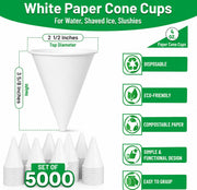 Glownary Harvest 4 oz White Rolled Rim Paper Cone Cups, Disposable Eco-Friendly Water & Snow Cone Cups, No PFAS Added, Durable Paper Construction, 5,000 Count Case view 2
