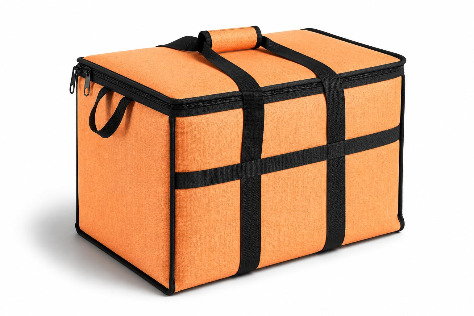 Insulated Nylon Cooler Bag, Green, 40-Can Capacity, Zipper Closure, ID Window, Collapsible, for Catering and Delivery, 15.5x13x14 Inch (Orange, Large)