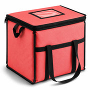 Insulated Nylon Cooler Bag, Green, 40-Can Capacity, Zipper Closure, ID Window, Collapsible, for Catering and Delivery, 15.5x13x14 Inch (Red, Medium)