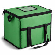 Insulated Nylon Cooler Bag, Green, 40-Can Capacity, Zipper Closure, ID Window, Collapsible, for Catering and Delivery, 15.5x13x14 Inch (Green, Medium)