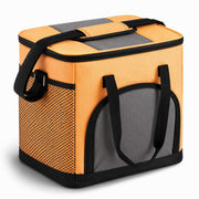 Insulated Nylon Cooler Bag, Green, 40-Can Capacity, Zipper Closure, ID Window, Collapsible, for Catering and Delivery, 15.5x13x14 Inch (Orange, Small)