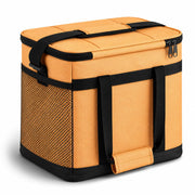 Insulated Nylon Cooler Bag, Green, 40-Can Capacity, Zipper Closure, ID Window, Collapsible, for Catering and Delivery, 15.5x13x14 Inch (Orange, Small) view 2