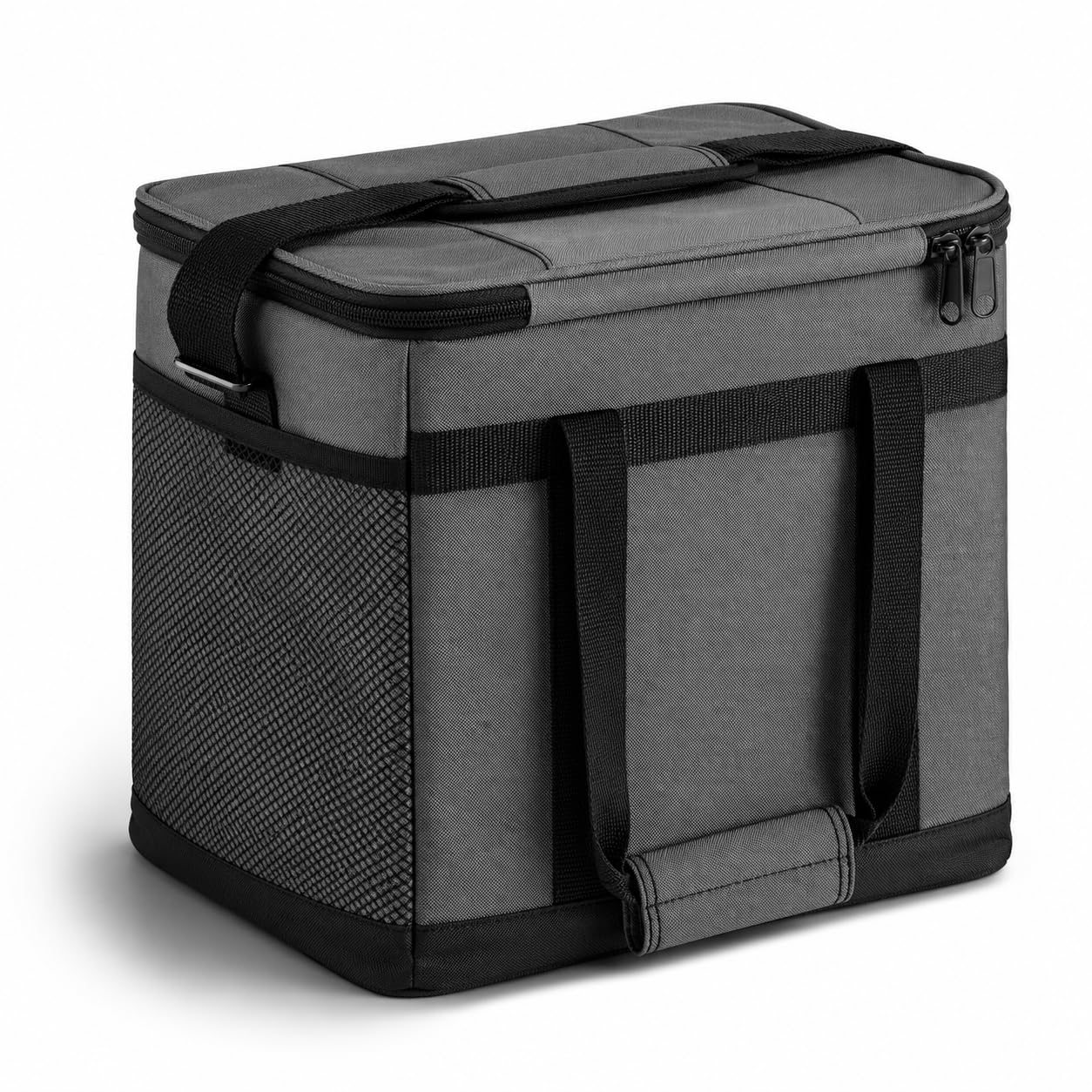 Insulated Nylon Cooler Bag, Green, 40-Can Capacity, Zipper Closure, ID Window, Collapsible, for Catering and Delivery, 15.5x13x14 Inch (Black, Small) view 2