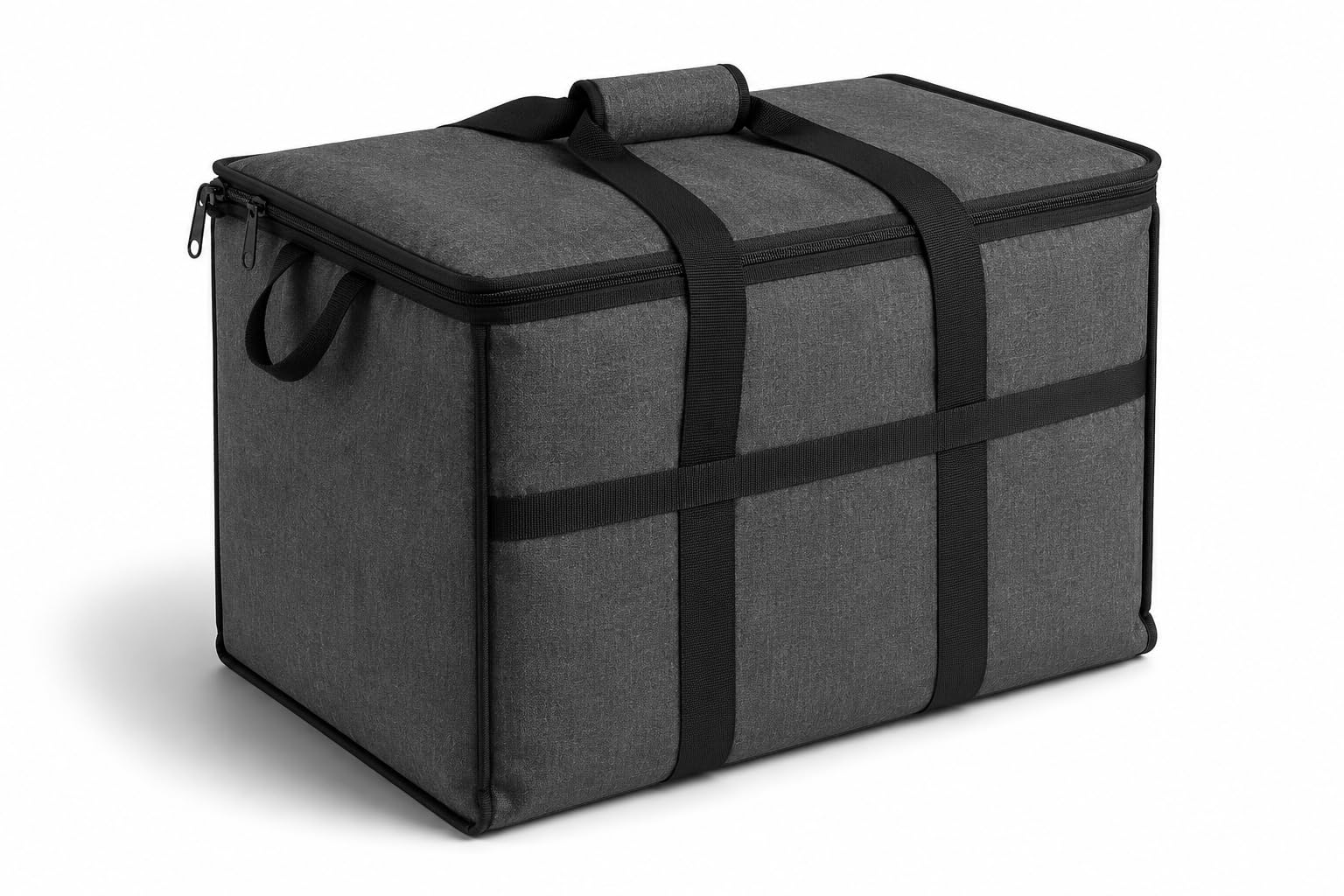 Insulated Nylon Cooler Bag, Green, 40-Can Capacity, Zipper Closure, ID Window, Collapsible, for Catering and Delivery, 15.5x13x14 Inch (Black, Large)