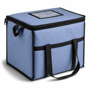 Insulated Nylon Cooler Bag, Green, 40-Can Capacity, Zipper Closure, ID Window, Collapsible, for Catering and Delivery, 15.5x13x14 Inch (Navy, Medium)