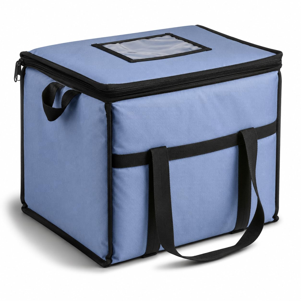 Insulated Nylon Cooler Bag, Green, 40-Can Capacity, Zipper Closure, ID Window, Collapsible, for Catering and Delivery, 15.5x13x14 Inch (Navy, Medium)
