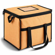 Insulated Nylon Cooler Bag, Green, 40-Can Capacity, Zipper Closure, ID Window, Collapsible, for Catering and Delivery, 15.5x13x14 Inch (Orange, Medium)