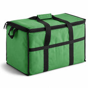 Insulated Nylon Cooler Bag, Green, 40-Can Capacity, Zipper Closure, ID Window, Collapsible, for Catering and Delivery, 15.5x13x14 Inch (Green, Large)